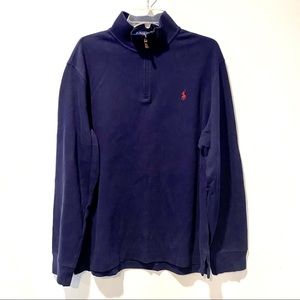 Polo Ralph Lauren Men's Blue 1/4 Pullover Sweater Size Large L Estate Rib Cotton